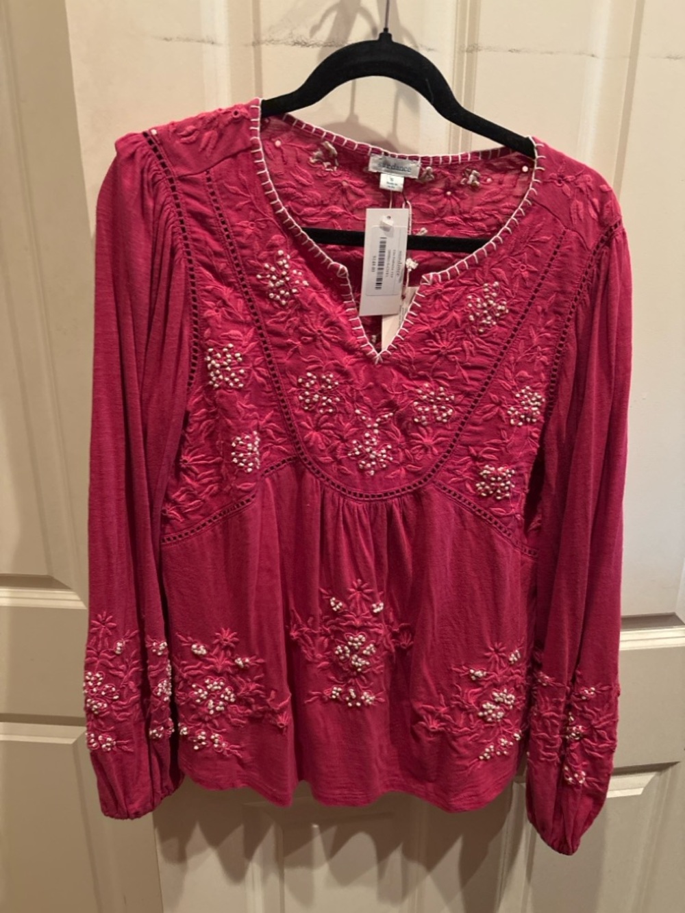 Sundance Claudia Embroidered Beaded Boho Top – Size Small NWT